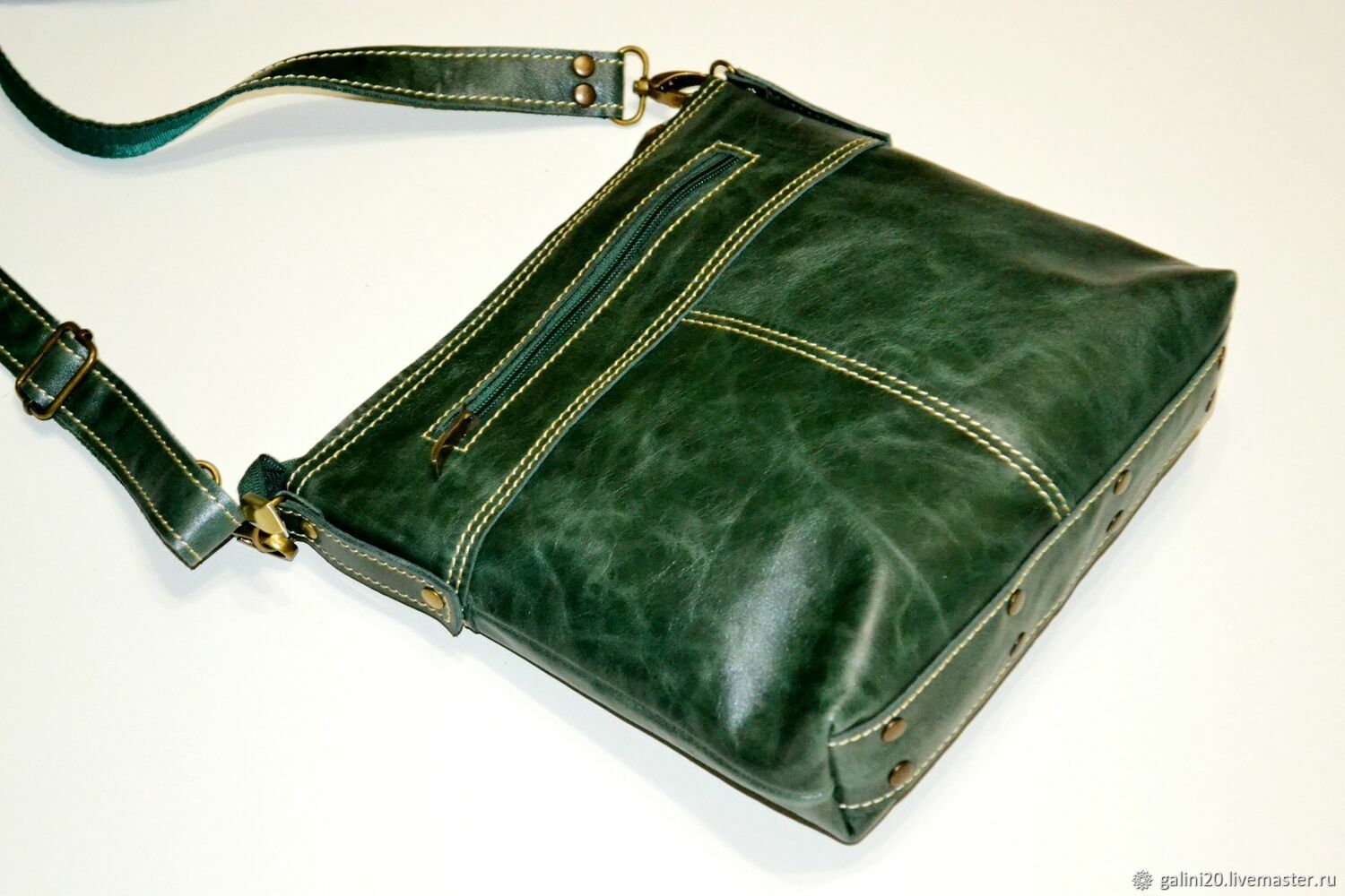 Leather bag green, Crossbody bag, Kirov,  Фото №1