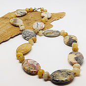 Работы для детей, handmade. Livemaster - original item Beads Honey, oregano, caramel (calcite, quartz) 49 cm. Handmade.