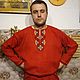 Order Slavic linen shirt red. zimushkaoo. Livemaster. . Costumes3 Фото №3