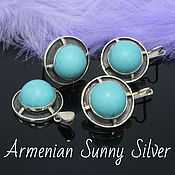 Украшения handmade. Livemaster - original item Salavati Jewelry Set with turquoise in 925 AN0009 silver. Handmade.