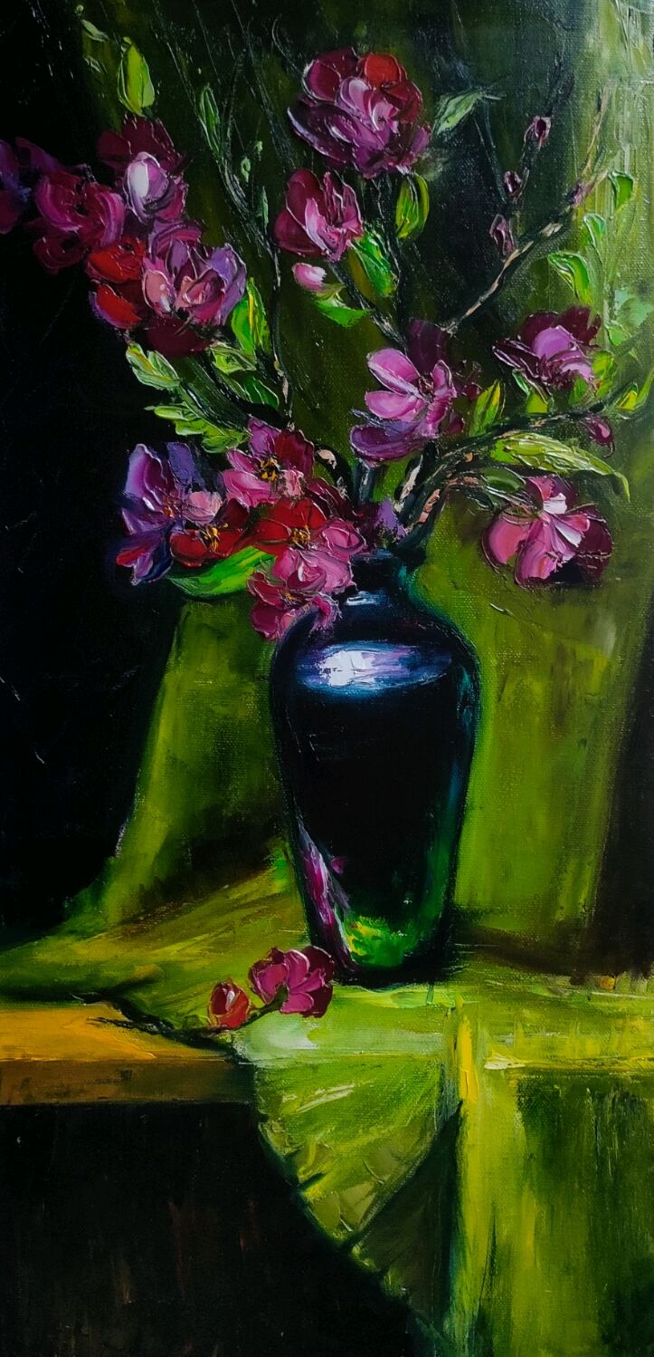 Картина маслом. Натюрморт "Ваза с цветами" в интернет-магазине Ярмарка ...