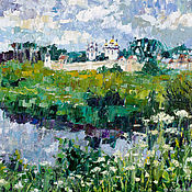 «Март» Картина масло холст пейзаж весна Коломенское