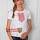 T-shirt with cross stitch 'Pomorochka' short sleeve, T-shirts, St. Petersburg,  Фото №1