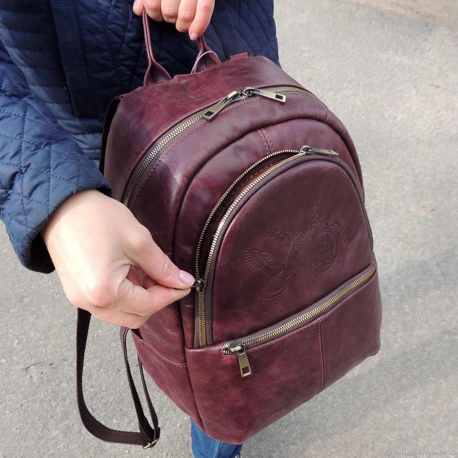 burgundy backpack women's