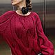 Красивый свитер женский 2024 бордового цвета удлиненный оверсайз. Свитеры. Kardigan sviter - женский вязаный свитер кардиган. Интернет-магазин Ярмарка Мастеров.  Фото №2