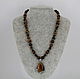 Necklace with pendant made of natural stones tiger's eye, Necklace, Velikiy Novgorod,  Фото №1