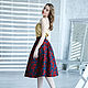 Blue red Rose jacquard skirt, voluminous voluminous MIDI skirt, Skirts, Novosibirsk,  Фото №1