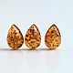 Cabochon set (3 pcs) drop, natural amber, 15h22 mm, Cabochons, Kaliningrad,  Фото №1