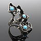 Ethnic Avant-garde series ring with turquoise in 925 HB0078 silver. Rings. Sunny Silver. My Livemaster. Фото №4