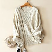 Одежда handmade. Livemaster - original item Thick knit jumper with braids-oversize, cashmere 100%. Handmade.