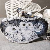 Украшения handmade. Livemaster - original item Jewelry sets lacquer miniature Owl painting on stone. Handmade.