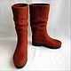 Felted Terracotta boots with a pressed top h 31-35. High Boots. Zhanna. My Livemaster. Фото №5