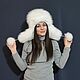 Hat with earflaps made of cashmere and arctic fox, Hat with ear flaps, Moscow,  Фото №1