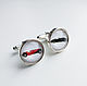 Cufflinks silver-plated Red-and-black retro cars (large), Cuff Links, Moscow,  Фото №1