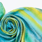 Шёлковый шарф "Галактика" крепдешин горячий батик