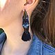 Earrings-brush-birds 'Crow'. Light surround earrings. Tassel earrings. Coffeelena. My Livemaster. Фото №4