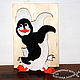 Gifts for kids. Puzzles of wood Penguin `Dance!?`. Wooden toys from Grandpa Andrewski.
