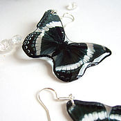 Украшения handmade. Livemaster - original item Transparent Resin Earrings Black And White Butterfly Boho Jewelry. Handmade.