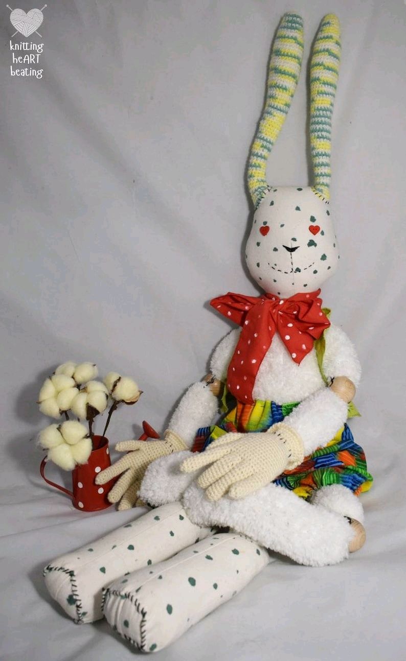 Белый огромный вязаный кролик, подарок на 14 февраля. Символ 2023 года, Мягкие игрушки, Малоярославец,  Фото №1