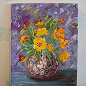 Картины и панно handmade. Livemaster - original item Picture: Water lilies with a palette knife. Handmade.