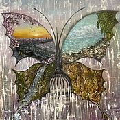 Картины и панно handmade. Livemaster - original item Oil painting: Big Butterfly Landscapes Abstraction Realism. Handmade.