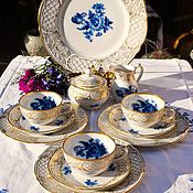Винтаж handmade. Livemaster - original item Schumann Arzberg.Tea set for 3 persons.( Cobalt).. Handmade.