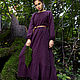 Cotton dress in dark lilac color with ties, Dresses, Moscow,  Фото №1