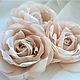  beige and cream fabric roses, Brooch set, Yurga,  Фото №1