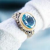 Украшения handmade. Livemaster - original item Copy of Gold plated silver sky blue topaz ring (RCOV12x10). Handmade.