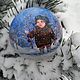 "Ловим снежинки"- ёлочный шар с ручной росписью. Елочные игрушки. 'сНежный носик'- подарки любимым с ручной росписью-Анна Фёдорова. Ярмарка Мастеров.  Фото №6