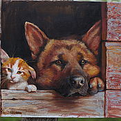 Копия картины  Д. Денгель " Любительница кошек"