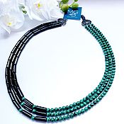 Украшения handmade. Livemaster - original item Necklace made of malachite and black agate 