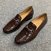 Обувь ручной работы handmade. Livemaster - original item Loafers for men, made of genuine crocodile leather, in brown color!. Handmade.
