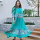 Boho maxi dress made of viscose turquoise 3 tiers, Dresses, Novosibirsk,  Фото №1