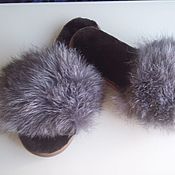 Обувь ручной работы handmade. Livemaster - original item Slippers made of fur sheepskin Fox. Handmade.