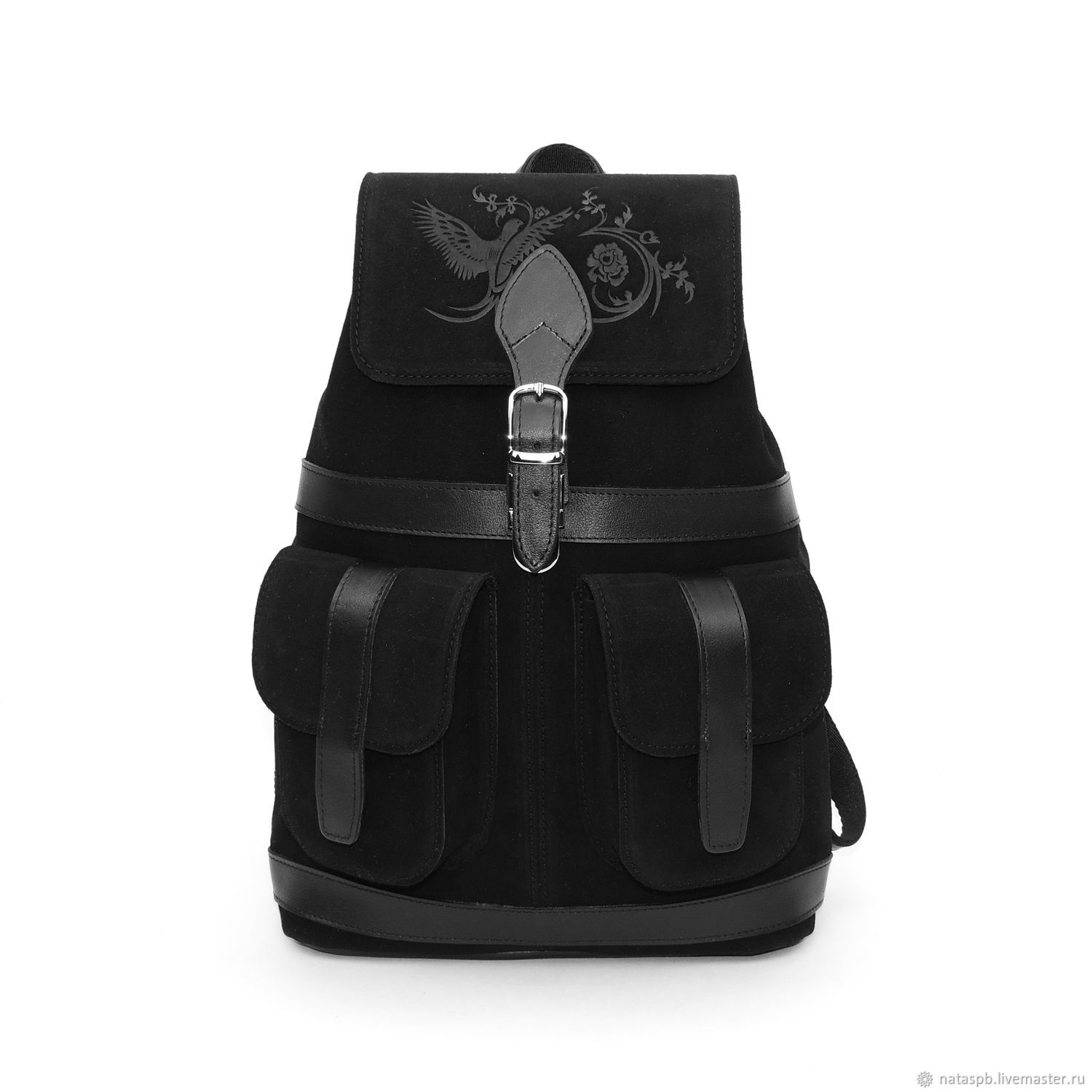 Backpack female black suede Parisian Fashion R12p-211, Backpacks, St. Petersburg,  Фото №1