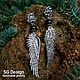 Silver angel earrings with Wings, Black onyx, wings, Stud earrings, Yalta,  Фото №1