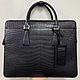 Briefcase-bag made of the abdominal part of crocodile skin, in black, Brief case, St. Petersburg,  Фото №1