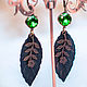 Long earrings bright green rhinestone 'absinthe', Earrings, Moscow,  Фото №1