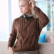 Женский вязаный свитер оверсайз цвета джинс на заказ