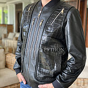 Мужская одежда handmade. Livemaster - original item Crocodile and lamb leather jacket. Handmade.