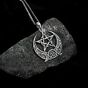 Украшения handmade. Livemaster - original item Lunar pentagram — silver pendant on a silver chain. Handmade.