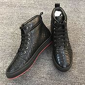 Обувь ручной работы handmade. Livemaster - original item Sneakers high, Python skin, in black.. Handmade.