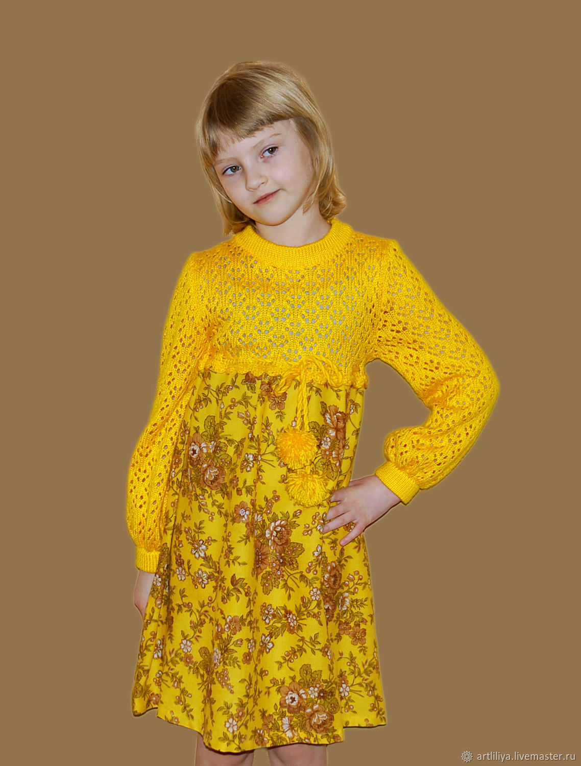 Платье: Платье детское с вязаной кокеткой Солнышко в интернет-магазине ...