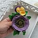  С сиреневым маком. Брошь-булавка. Knitted flowers. Ярмарка Мастеров.  Фото №5