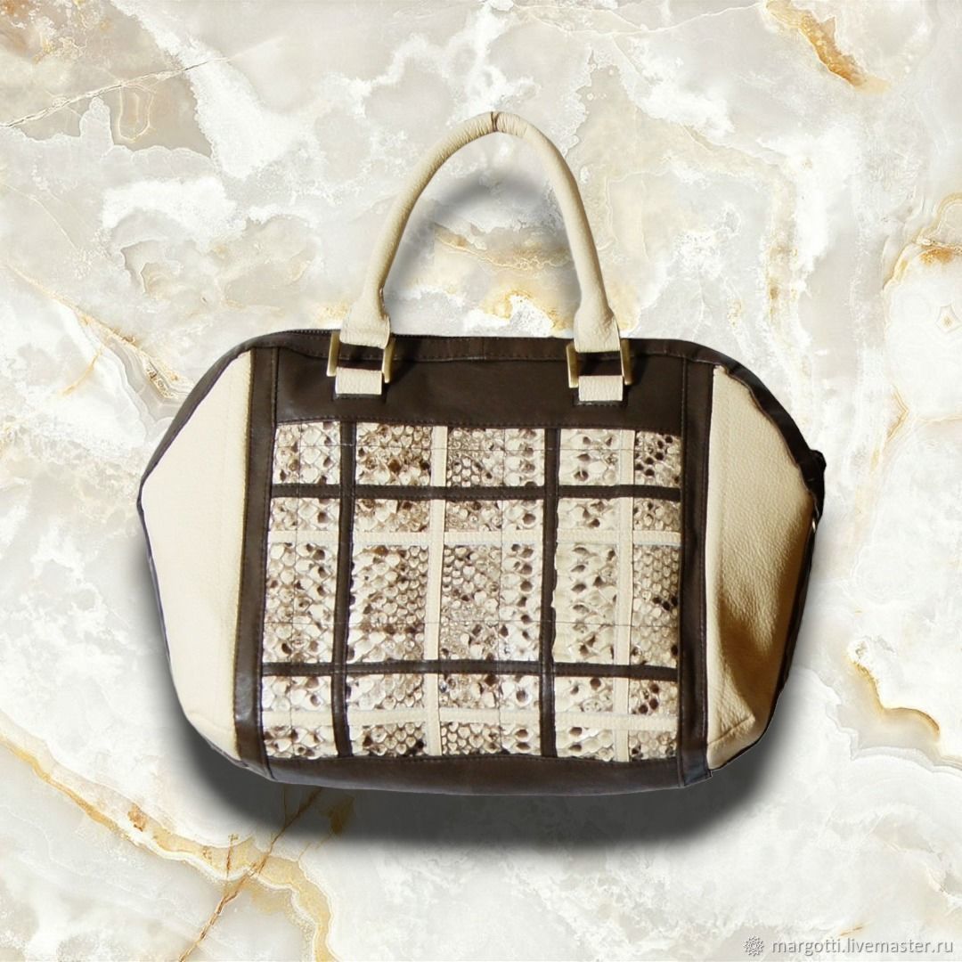 Bag with original applique made of genuine python leather, Classic Bag, Nelidovo,  Фото №1