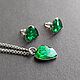 Stud earrings and pendant,heart shape.Emerald Mother of pearl, Jewelry Sets, Barnaul,  Фото №1