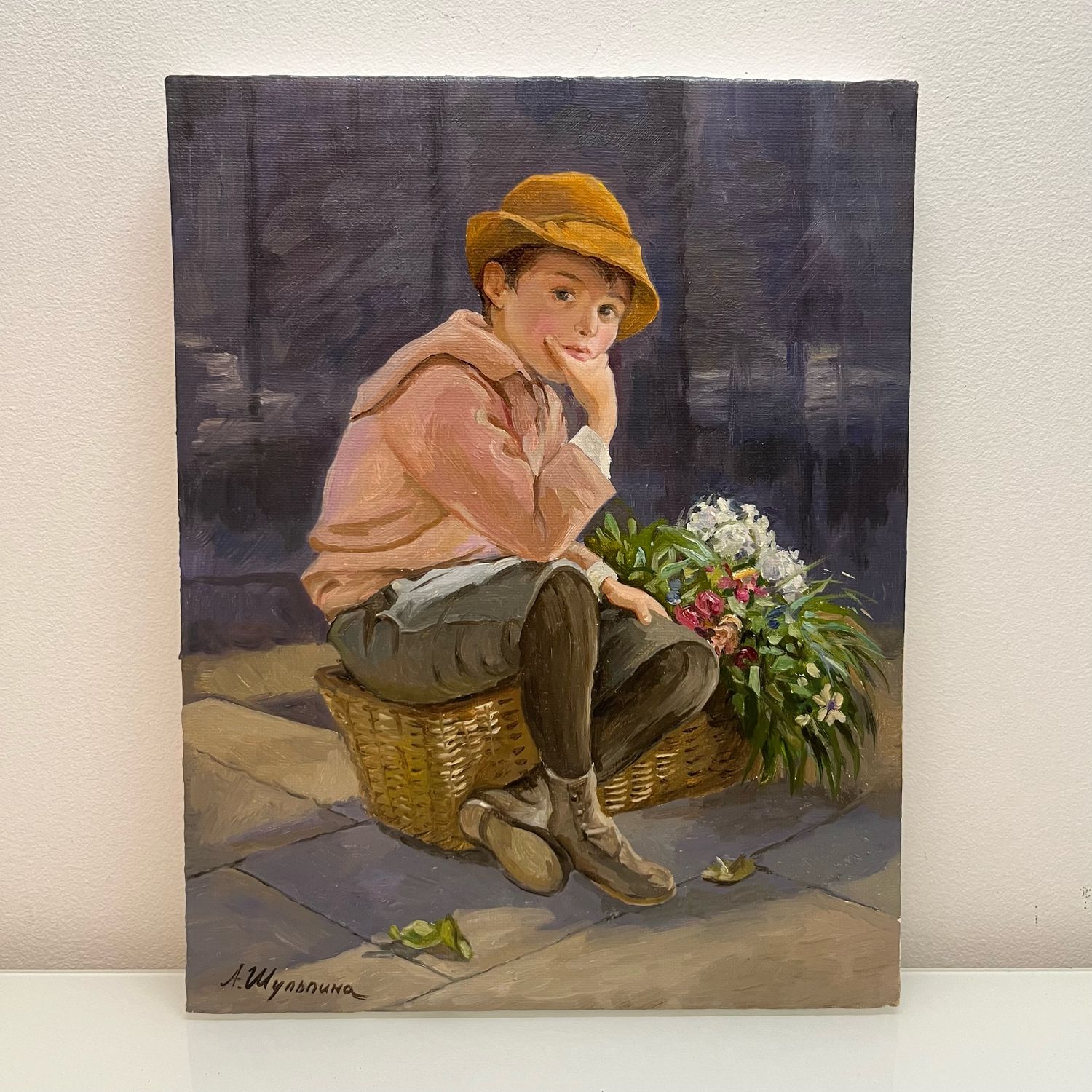 Картина маслом "Мальчик с цветочной корзиной" в интернет-магазине ...