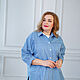 Order Shirt large size blue checkered cotton. natali. Livemaster. . Dresses Фото №3