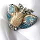 Brooch-pendant with fur 'Moth in the blue', Brooches, Tver,  Фото №1